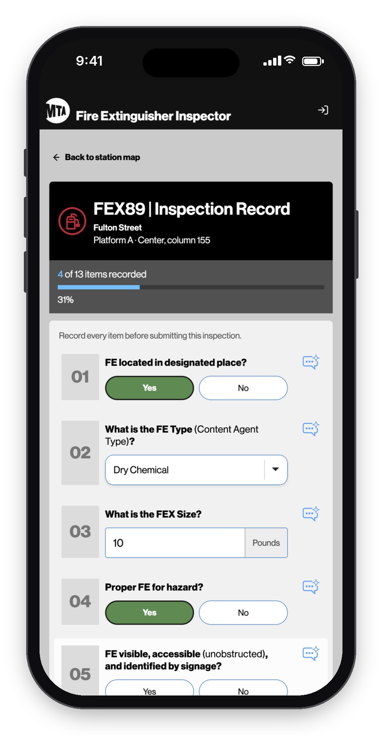 Inspection checklist